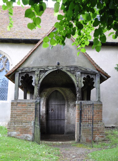 The porch at St Barnabas' Church Alphamstone