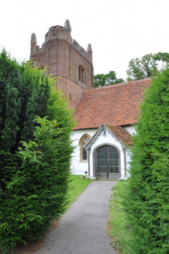 The view of Wickham St Paul Church as you approach