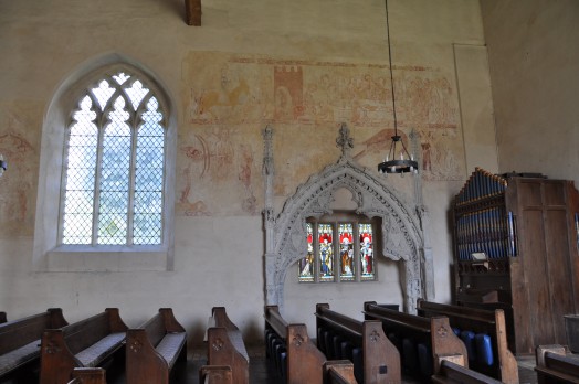 The 14th century murals on the north wall