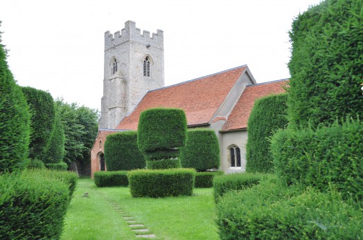 Borley Church as you approach it along the churchyard path