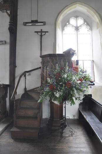 The interior of St Andrew's Church at Belchamp St Paul