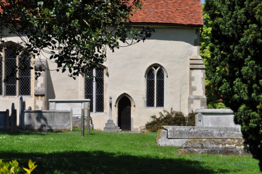 Chancel windows on the south side of Lamarsh church