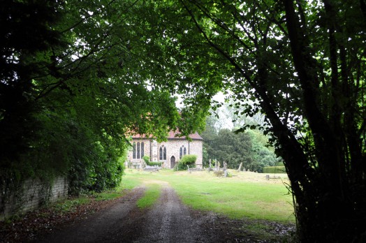 Approaching the Church of St Gregory and St George at Pentlow.