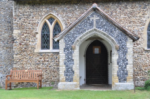 The porch at Pentlow church dates from the 19th century.