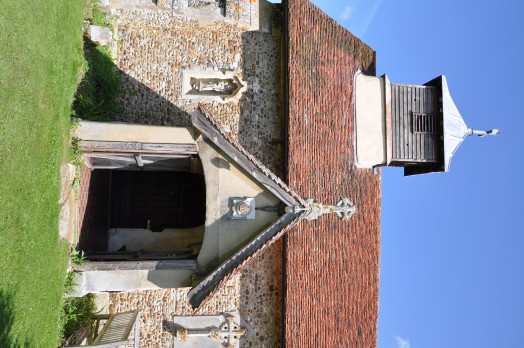 The porch and tower at St Mary's Church, Ovington