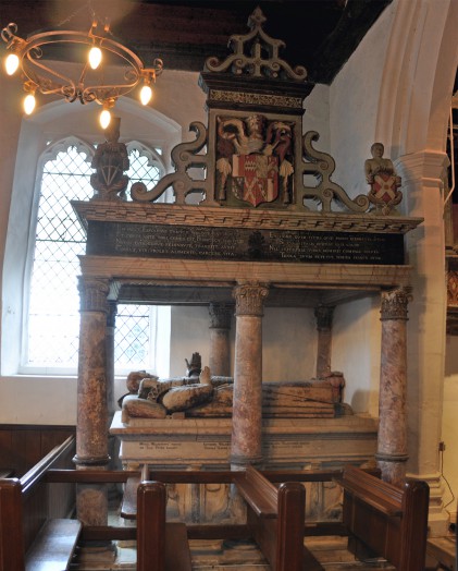 The tomb of the Waldegraves' features effigies of their five children around the base